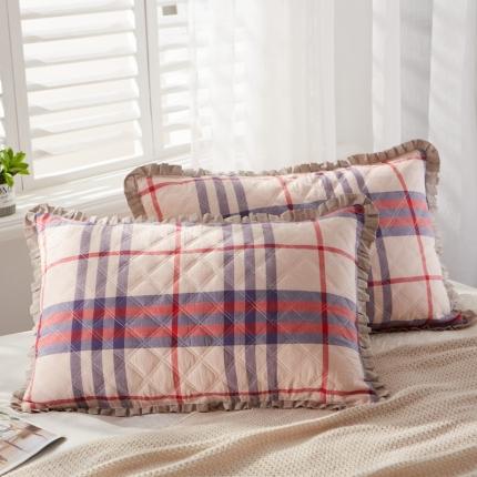 91家纺网 家纺一手货源 找家纺 （总）杜先生2021新款水洗棉花边绗缝夹棉枕套48*74一对