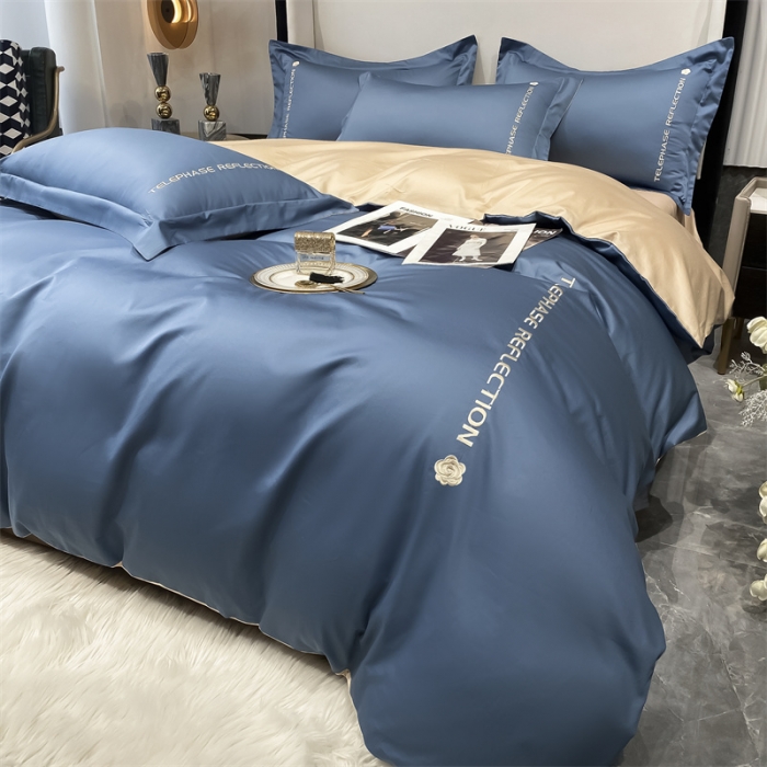 91家纺网 家纺一手货源 找家纺 蓝巢家纺 2022新款100支长绒棉四件套 邂逅-宾利蓝