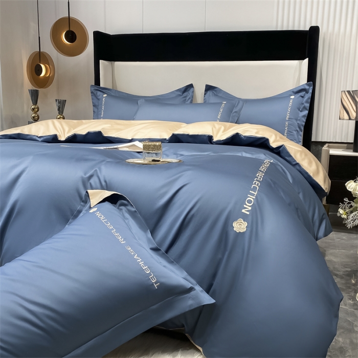 91家纺网 家纺一手货源 找家纺 蓝巢家纺 2022新款100支长绒棉四件套 邂逅-宾利蓝