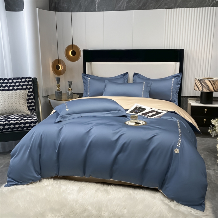 91家纺网 家纺一手货源 找家纺 蓝巢家纺 2022新款100支长绒棉四件套 邂逅-宾利蓝