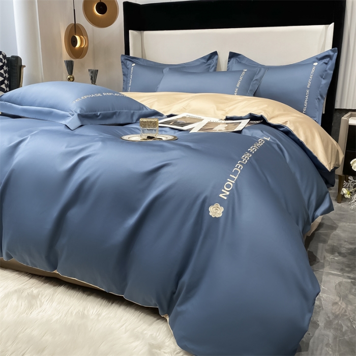 91家纺网 家纺一手货源 找家纺 蓝巢家纺 2022新款100支长绒棉四件套 邂逅-宾利蓝