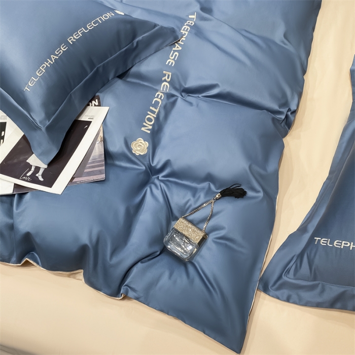 91家纺网 家纺一手货源 找家纺 蓝巢家纺 2022新款100支长绒棉四件套 邂逅-宾利蓝