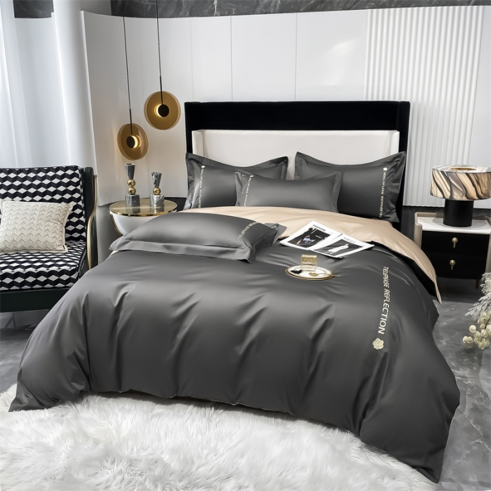 91家纺网 家纺一手货源 找家纺 蓝巢家纺 2022新款100支长绒棉四件套 邂逅-高级灰