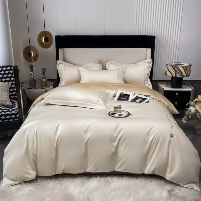 91家纺网 家纺一手货源 找家纺 蓝巢家纺 2022新款100支长绒棉四件套 邂逅-奶昔白