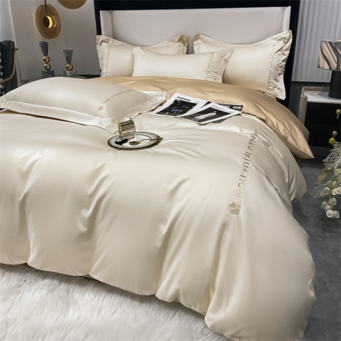 91家纺网 家纺一手货源 找家纺 蓝巢家纺 2022新款100支长绒棉四件套 邂逅-奶昔白