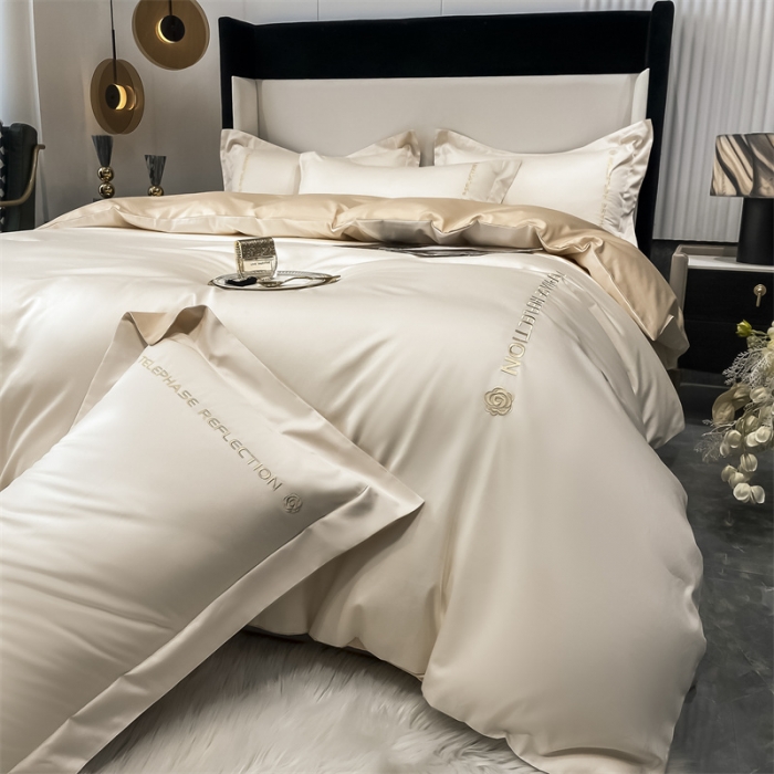 91家纺网 家纺一手货源 找家纺 蓝巢家纺 2022新款100支长绒棉四件套 邂逅-奶昔白