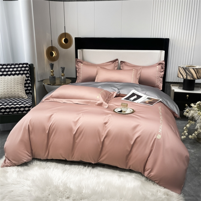 91家纺网 家纺一手货源 找家纺 蓝巢家纺 2022新款100支长绒棉四件套 邂逅-浅豆沙