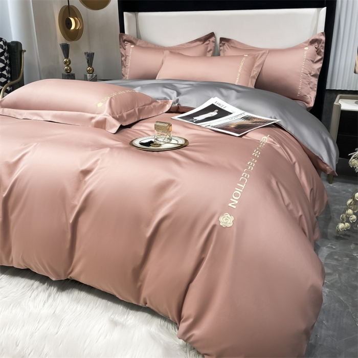 91家纺网 家纺一手货源 找家纺 蓝巢家纺 2022新款100支长绒棉四件套 邂逅-浅豆沙