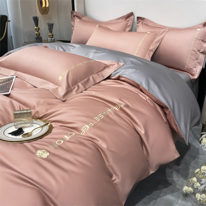 91家纺网 家纺一手货源 找家纺 蓝巢家纺 2022新款100支长绒棉四件套 邂逅-浅豆沙