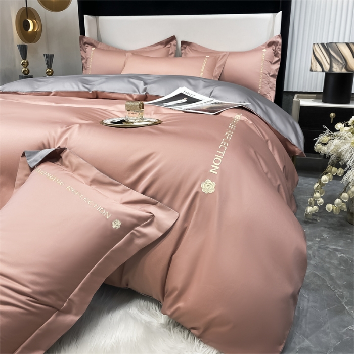 91家纺网 家纺一手货源 找家纺 蓝巢家纺 2022新款100支长绒棉四件套 邂逅-浅豆沙