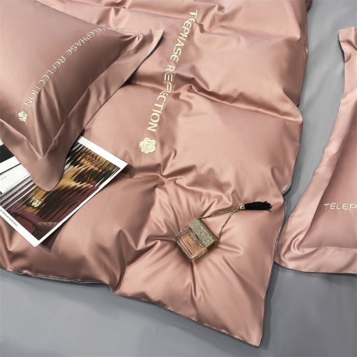 91家纺网 家纺一手货源 找家纺 蓝巢家纺 2022新款100支长绒棉四件套 邂逅-浅豆沙