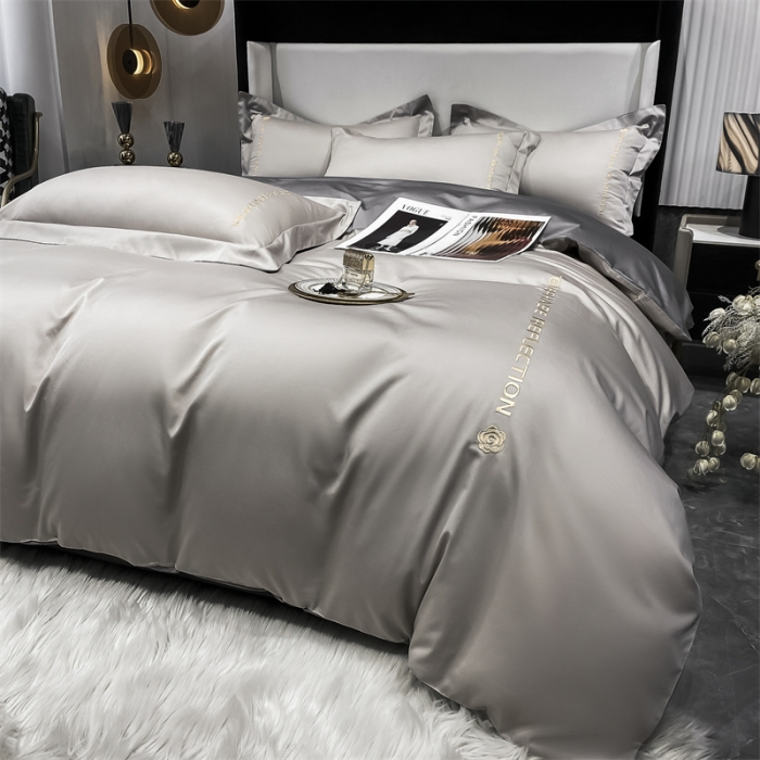 91家纺网 家纺一手货源 找家纺 蓝巢家纺 2022新款100支长绒棉四件套 邂逅-山灰