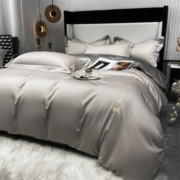 91家纺网 家纺一手货源 找家纺 蓝巢家纺 2022新款100支长绒棉四件套 邂逅-山灰