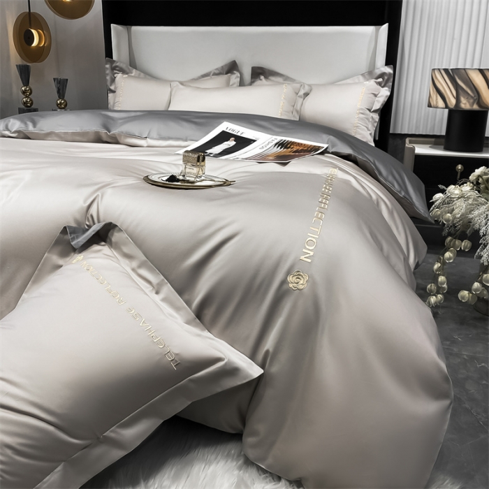 91家纺网 家纺一手货源 找家纺 蓝巢家纺 2022新款100支长绒棉四件套 邂逅-山灰