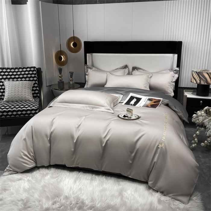 91家纺网 家纺一手货源 找家纺 蓝巢家纺 2022新款100支长绒棉四件套 邂逅-山灰