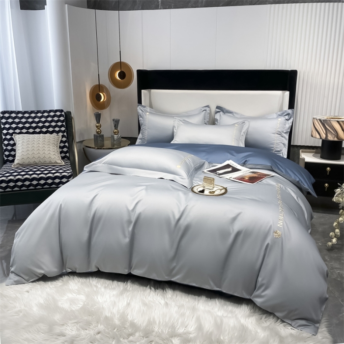 91家纺网 家纺一手货源 找家纺 蓝巢家纺 2022新款100支长绒棉四件套 邂逅-天空蓝