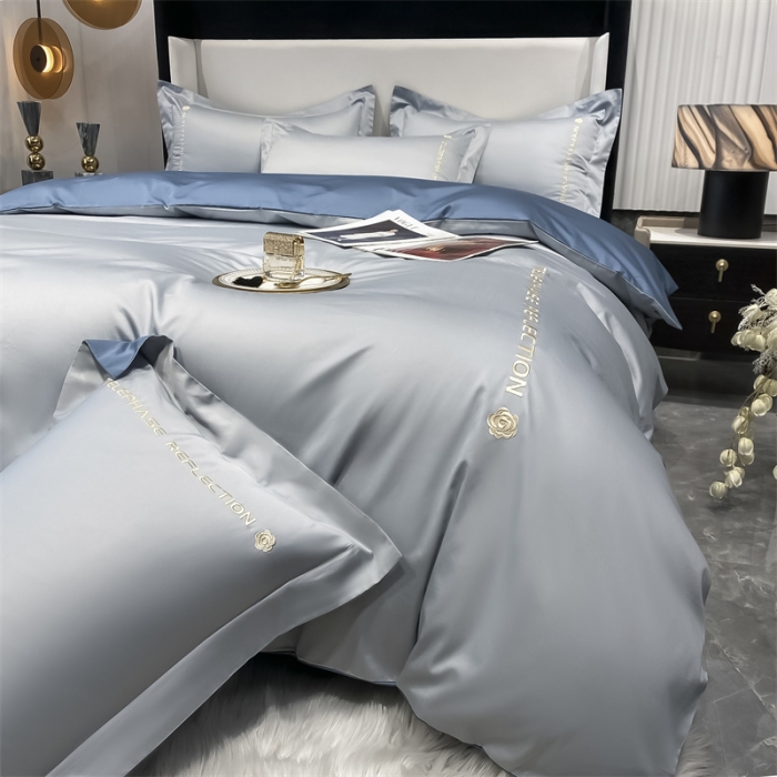 91家纺网 家纺一手货源 找家纺 蓝巢家纺 2022新款100支长绒棉四件套 邂逅-天空蓝