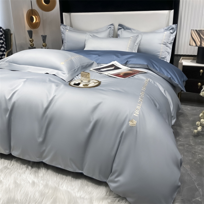 91家纺网 家纺一手货源 找家纺 蓝巢家纺 2022新款100支长绒棉四件套 邂逅-天空蓝