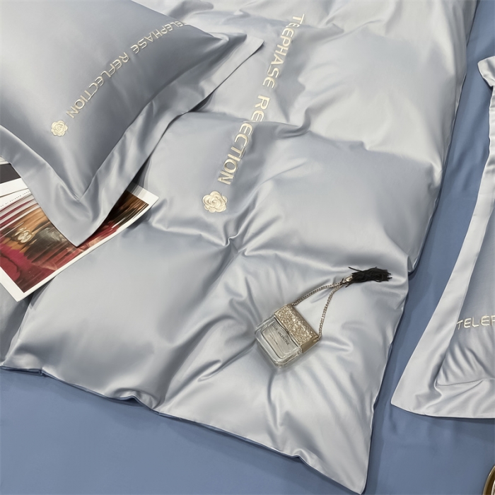 91家纺网 家纺一手货源 找家纺 蓝巢家纺 2022新款100支长绒棉四件套 邂逅-天空蓝