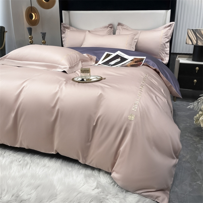 91家纺网 家纺一手货源 找家纺 蓝巢家纺 2022新款100支长绒棉四件套 邂逅-香叶粉