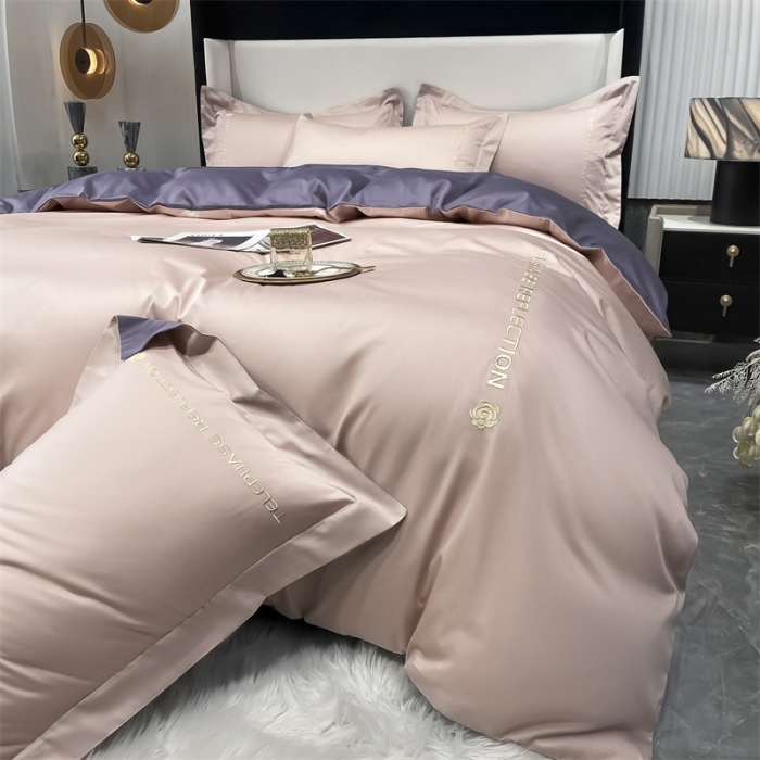 91家纺网 家纺一手货源 找家纺 蓝巢家纺 2022新款100支长绒棉四件套 邂逅-香叶粉