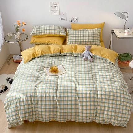 91家纺网 家纺一手货源 找家纺 （总）蓝巢家纺 2022新款全棉色织水洗棉四件套