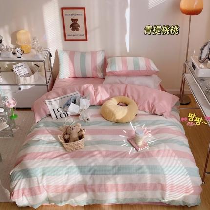 91家纺网 家纺一手货源 找家纺 （总）顾里 2022新款13372全棉四件套-日系渐变条纹