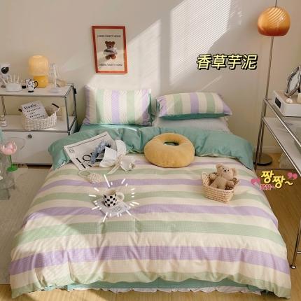 91家纺网 家纺一手货源 找家纺 （总）顾里 2022新款13372全棉四件套-日系渐变条纹