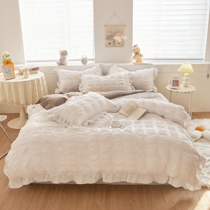 91家纺网 家纺一手货源 找家纺 （总）ab家纺 2023新款泡泡纱水洗棉四件套