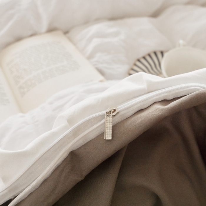 91家纺网 家纺一手货源 找家纺 ab家纺 2023新款泡泡纱水洗棉四件套 泡泡纱白灰