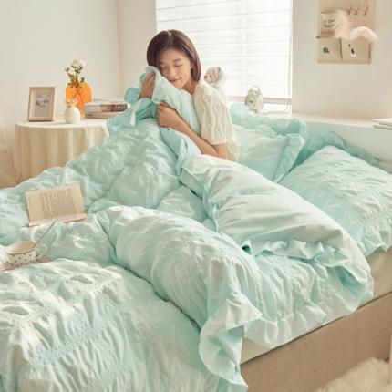 ab家纺 2023新款泡泡纱水洗棉四件套 泡泡纱薄荷