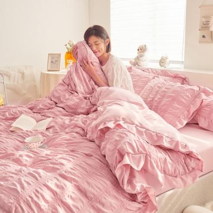 ab家纺 2023新款泡泡纱水洗棉四件套 泡泡纱浅豆沙