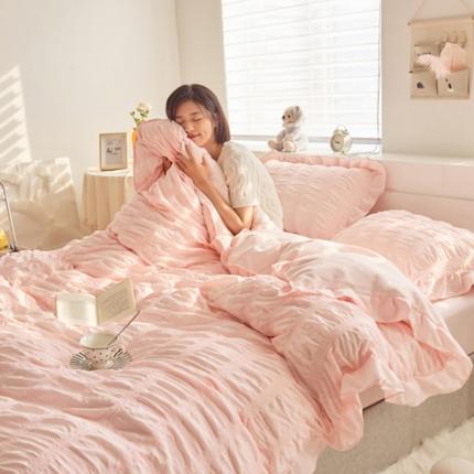 ab家纺 2023新款泡泡纱水洗棉四件套 泡泡纱香叶粉