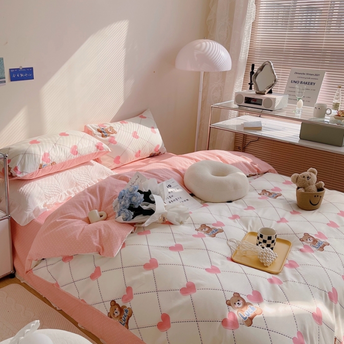 91家纺网 家纺一手货源 找家纺 顾里 2022新款13372全棉四件套-治 愈卡通 Lucy小熊