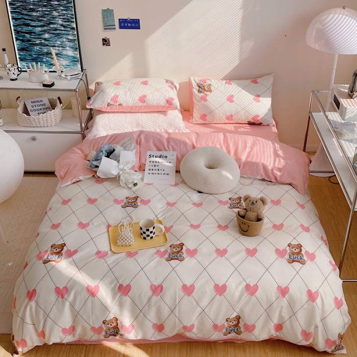 91家纺网 家纺一手货源 找家纺 顾里 2022新款13372全棉四件套-治 愈卡通 Lucy小熊