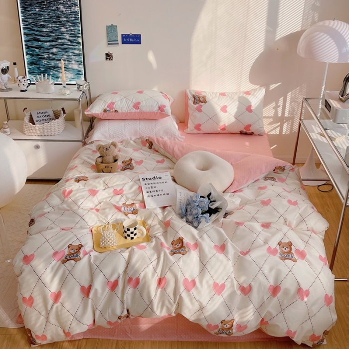 91家纺网 家纺一手货源 找家纺 顾里 2022新款13372全棉四件套-治 愈卡通 Lucy小熊