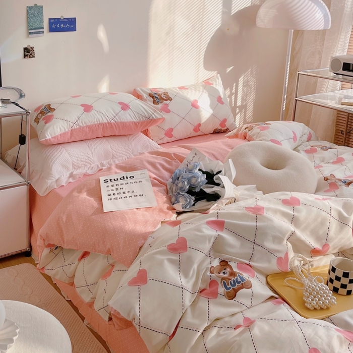 91家纺网 家纺一手货源 找家纺 顾里 2022新款13372全棉四件套-治 愈卡通 Lucy小熊