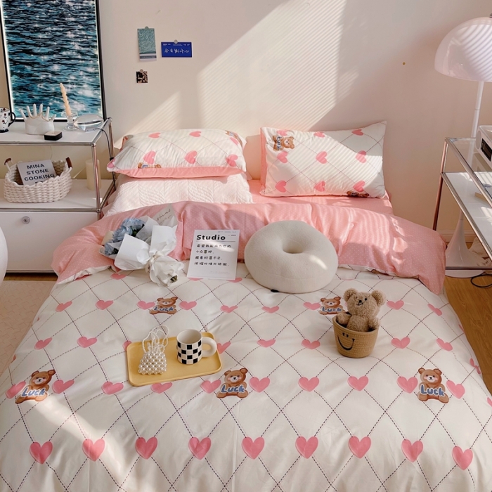 91家纺网 家纺一手货源 找家纺 顾里 2022新款13372全棉四件套-治 愈卡通 Lucy小熊