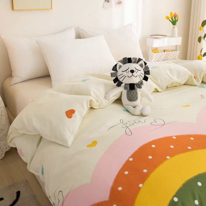 91家纺网 家纺一手货源 找家纺 首爱家纺 2025新款直播款全棉13070纯棉斜纹被套 多彩爱心