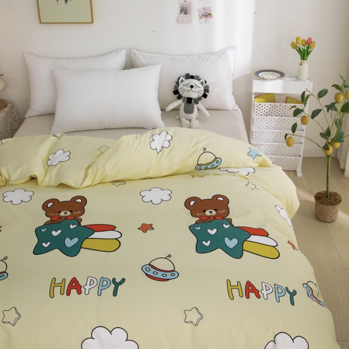 91家纺网 家纺一手货源 找家纺 首爱家纺 2025新款直播款全棉13070纯棉斜纹被套 欢乐熊