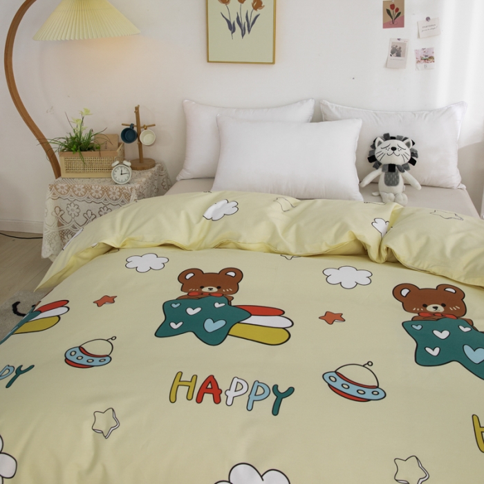 91家纺网 家纺一手货源 找家纺 首爱家纺 2025新款直播款全棉13070纯棉斜纹被套 欢乐熊