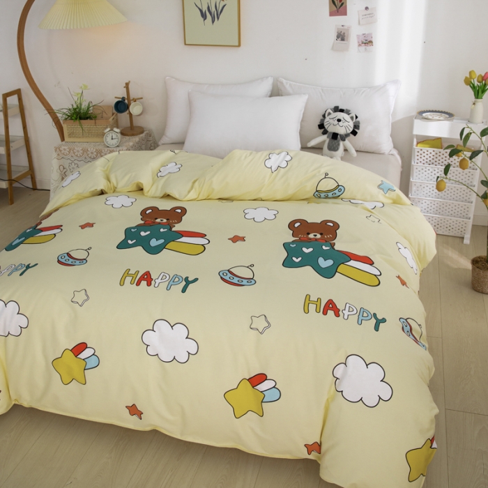 91家纺网 家纺一手货源 找家纺 首爱家纺 2025新款直播款全棉13070纯棉斜纹被套 欢乐熊