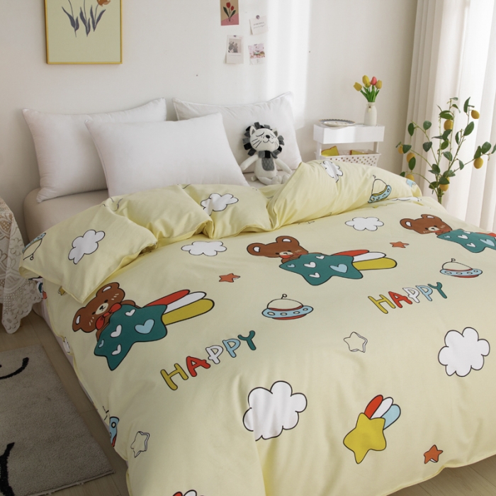 91家纺网 家纺一手货源 找家纺 首爱家纺 2025新款直播款全棉13070纯棉斜纹被套 欢乐熊