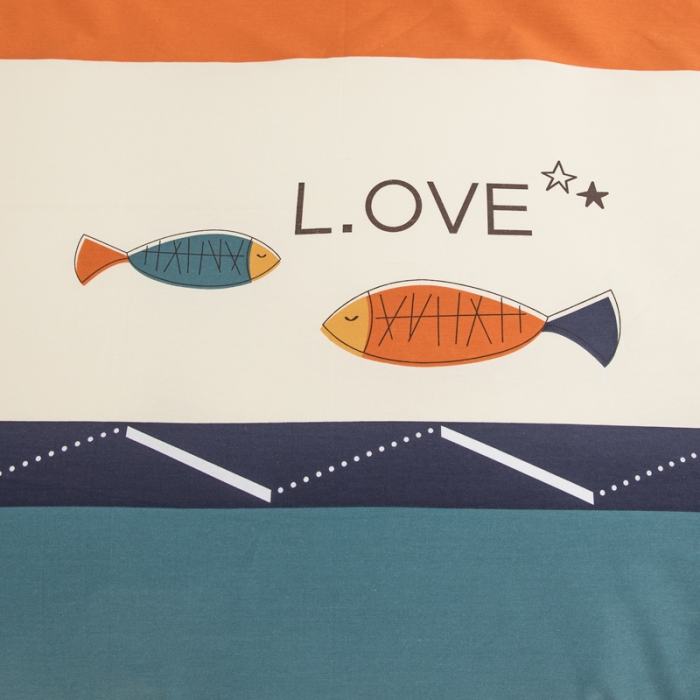 91家纺网 家纺一手货源 找家纺 首爱家纺 2025新款直播款全棉13070纯棉斜纹被套 鱼之恋