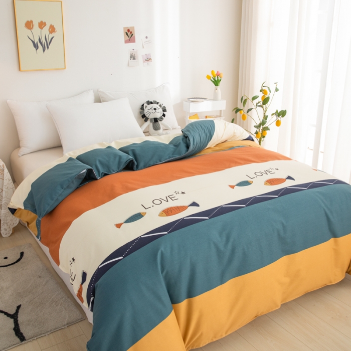 91家纺网 家纺一手货源 找家纺 首爱家纺 2025新款直播款全棉13070纯棉斜纹被套 鱼之恋