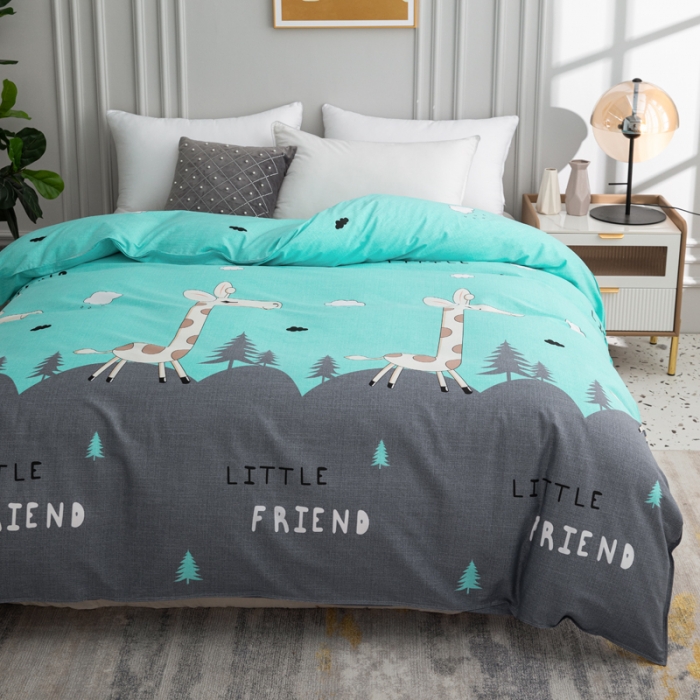 91家纺网 家纺一手货源 找家纺 首爱家纺 2025新款直播款全棉13070纯棉斜纹被套 长颈鹿