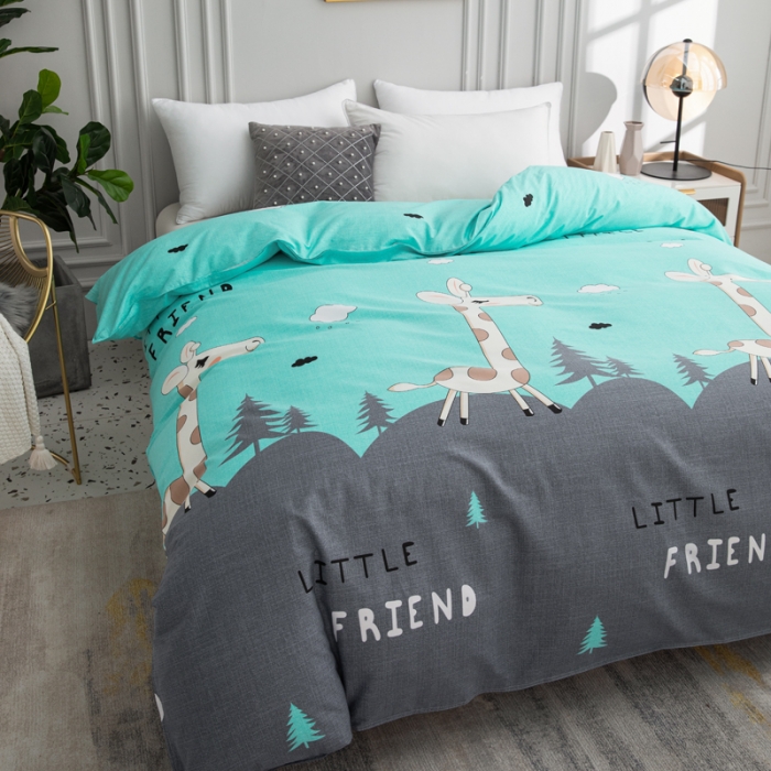 91家纺网 家纺一手货源 找家纺 首爱家纺 2025新款直播款全棉13070纯棉斜纹被套 长颈鹿