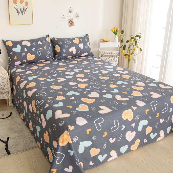 91家纺网 家纺一手货源 找家纺 首爱家纺 2025新款直播款13070纯棉斜纹床单全棉 爱意满满