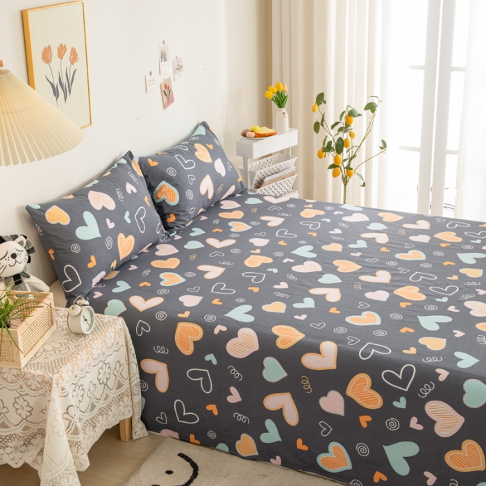 91家纺网 家纺一手货源 找家纺 首爱家纺 2025新款直播款13070纯棉斜纹床单全棉 爱意满满