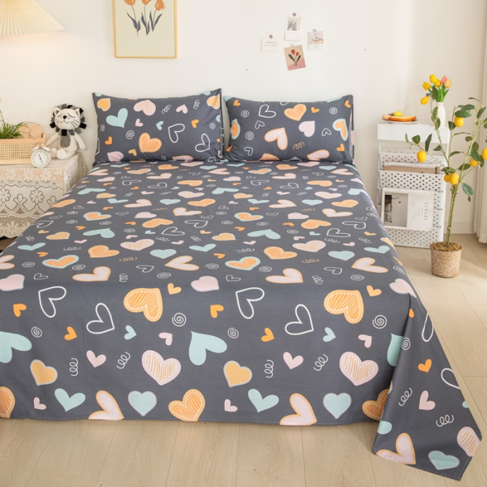 91家纺网 家纺一手货源 找家纺 首爱家纺 2025新款直播款13070纯棉斜纹床单全棉 爱意满满